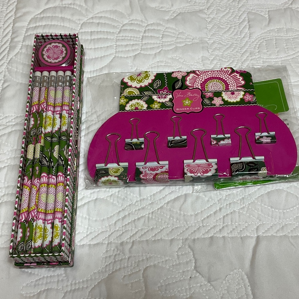 Vera Bradley Olivia Pink Pencils and Binder Clips